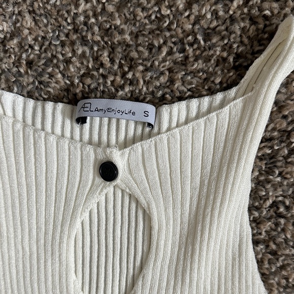 White Ribbed Tank Top - Picture 2 of 3